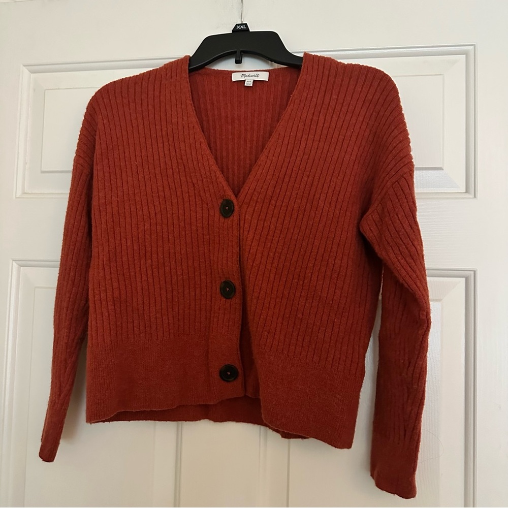 Madewell Rust Colored Wool Blend Cardigan Sweater Size XXS